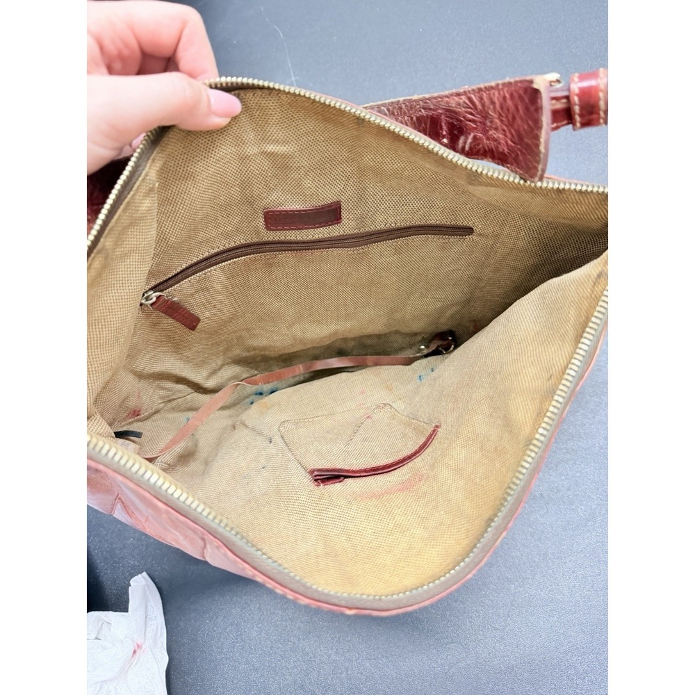 Dooney & Bourke Red Croc Embossed Patchwork Leather Hobo Shoulder Bag Vintage - Picture 6 of 9